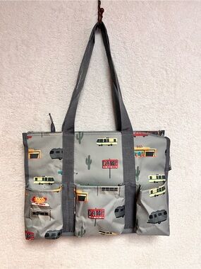 thirty-one Gray Camp Print Canvas Tote Bag
